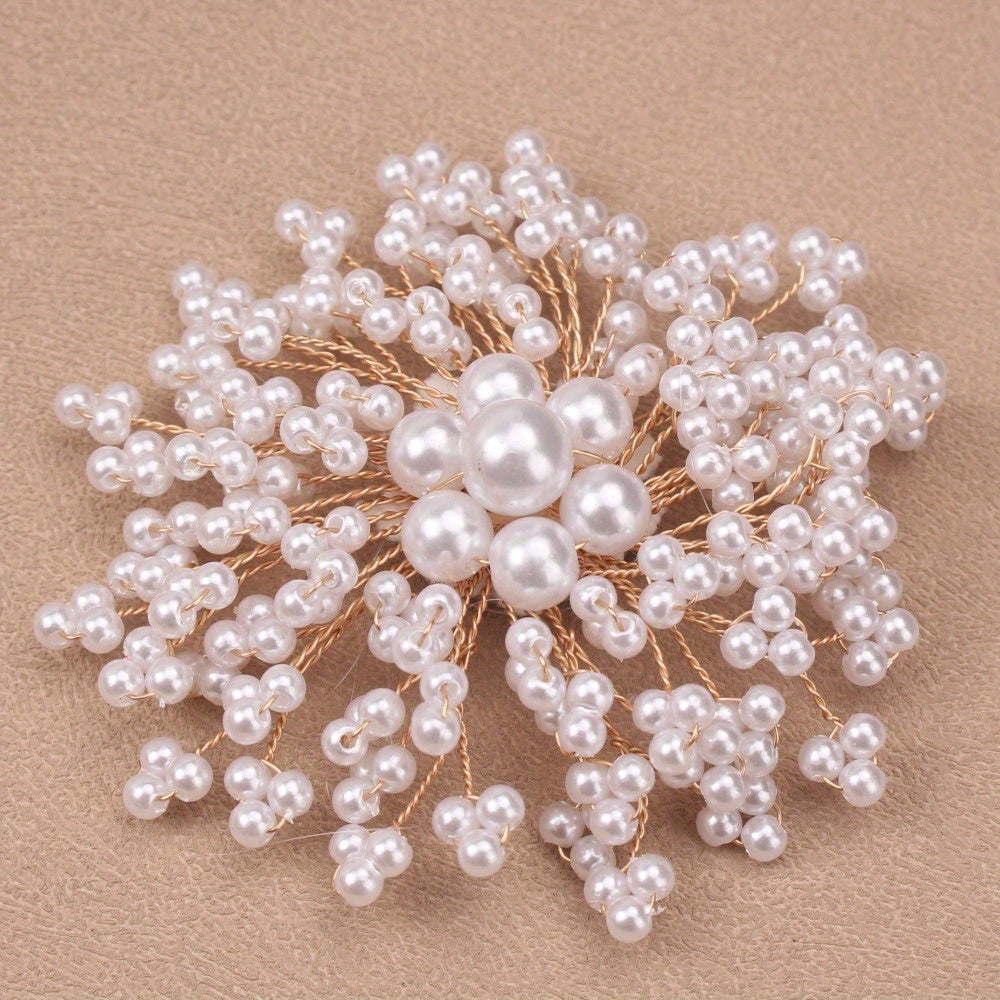 Luxury Rhinestone Pearl Brooch Irregular Shape Wedding Party Accessory