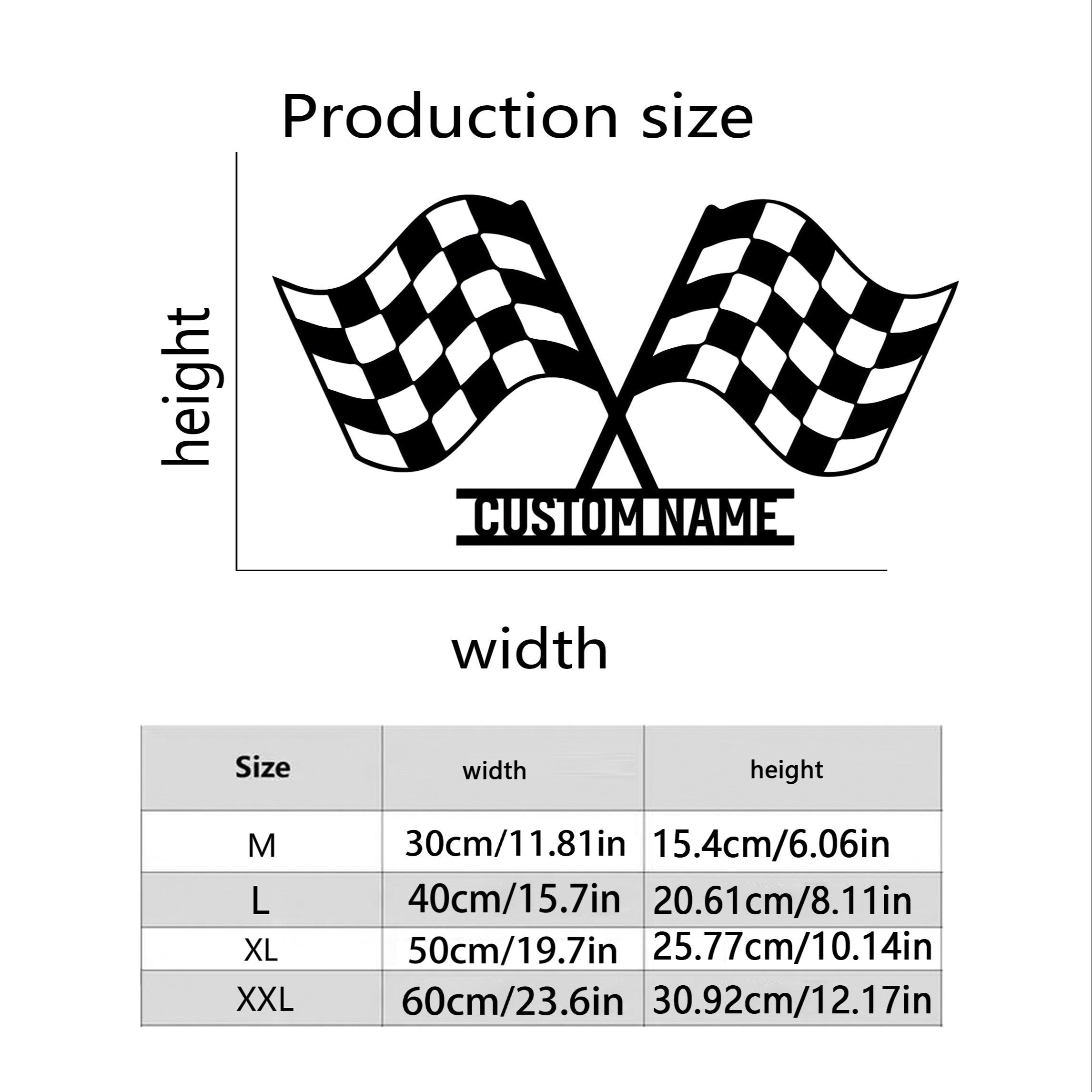 Shaxsiylashtirilgan metall poyga bayroqlari eshik tutqichi, temir qora devor san'ati, garaj dekoratsiyasi uchun