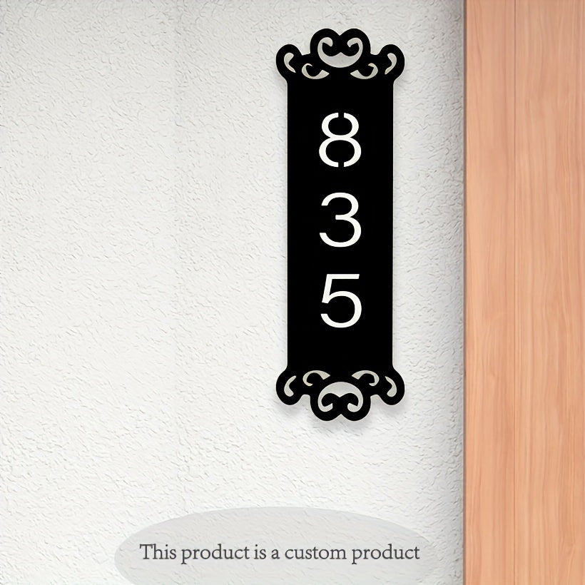 Yellow Iron House Numbers Vertical Wall Mounted Address Plaque for Home Decoration