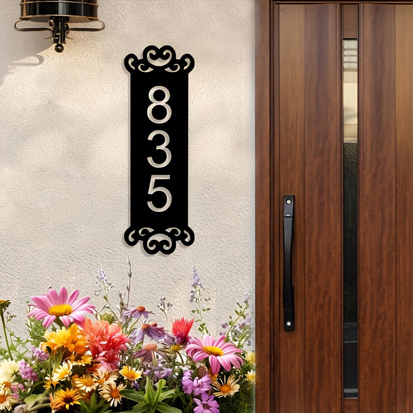 Yellow Iron House Numbers Vertical Wall Mounted Address Plaque for Home Decoration