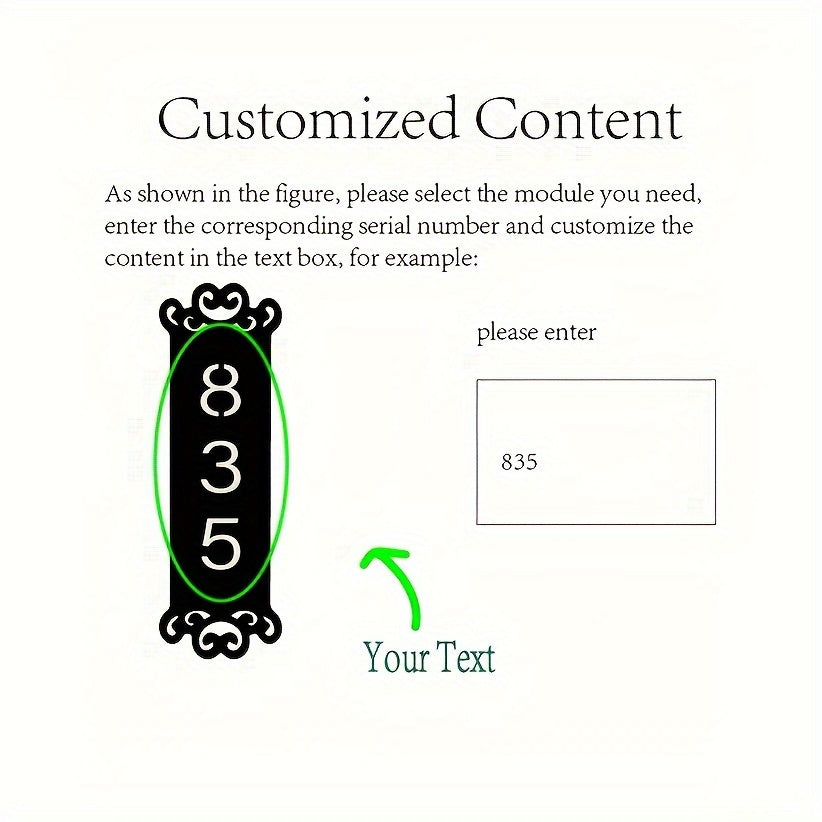 Yellow Iron House Numbers Vertical Wall Mounted Address Plaque for Home Decoration