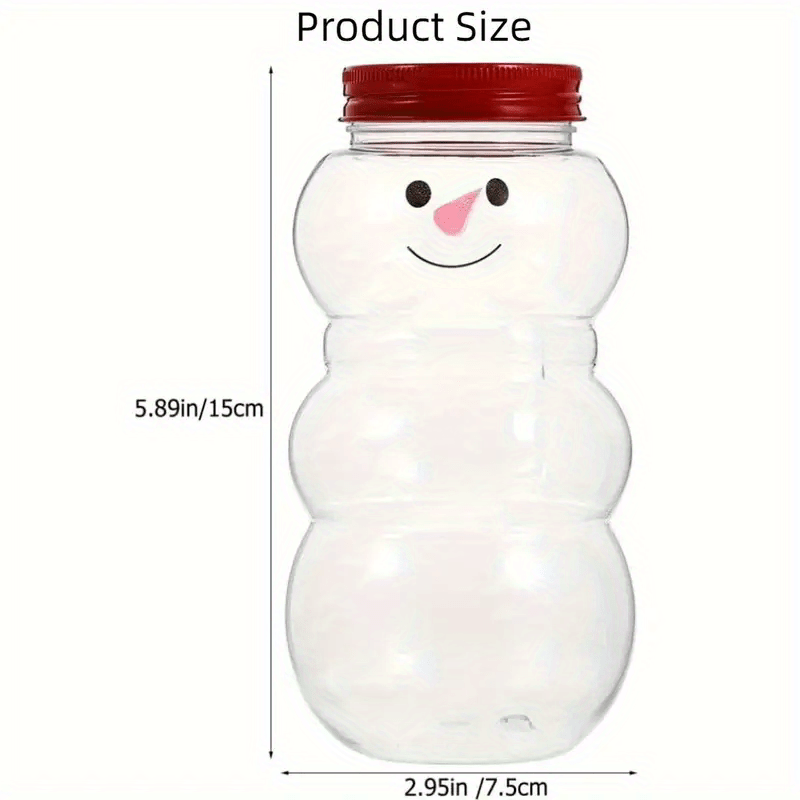 5 Frosty Plastic Snowman Bottles 500ml Leak-Proof Drink Containers