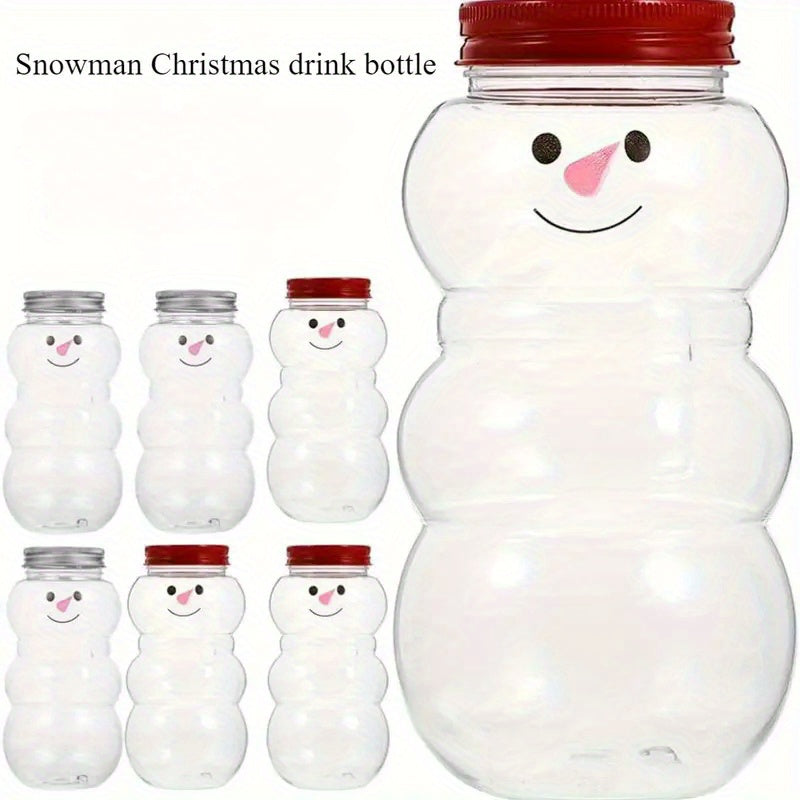 5 Frosty Plastic Snowman Bottles 500ml Leak-Proof Drink Containers