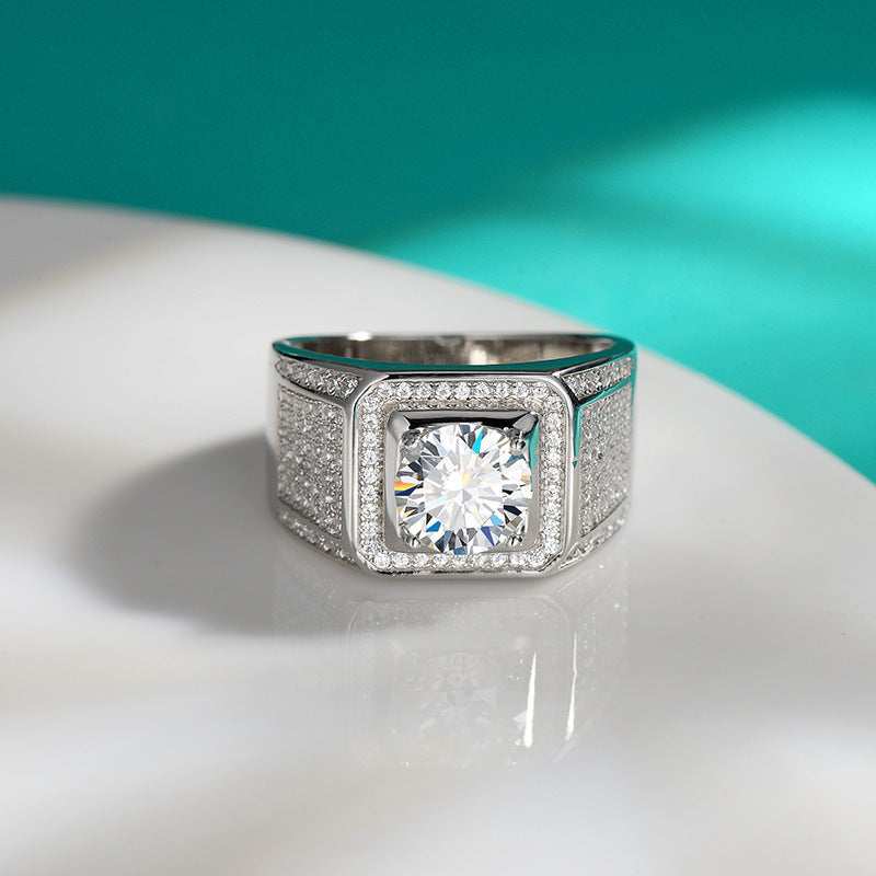 Elegant Moissanite Ring 5 Ct Sterling Silver 18K Gold Plated Wedding Engagement Jewelry