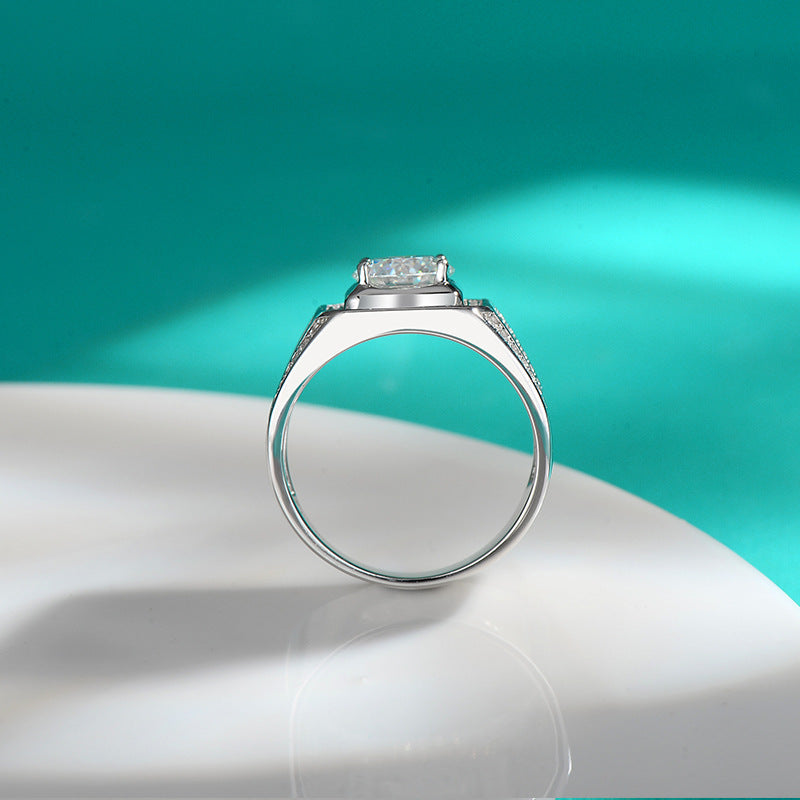 Elegant Moissanite Ring 5 Ct Sterling Silver 18K Gold Plated Wedding Engagement Jewelry