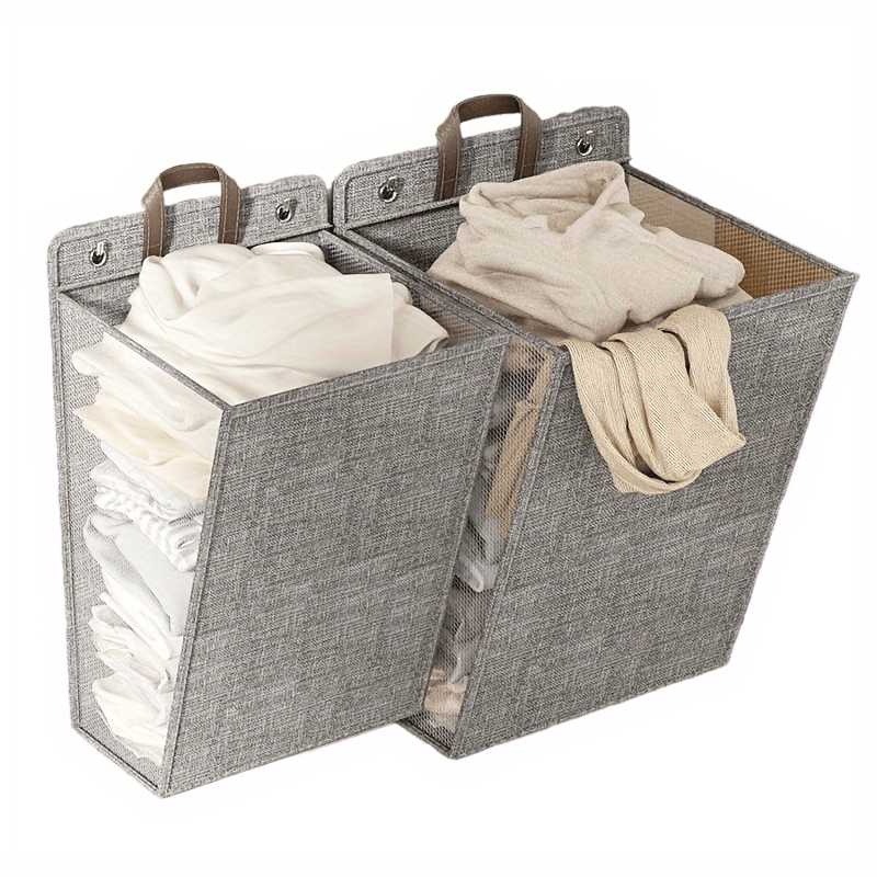 Multifunctional Bohemian Foldable Laundry Basket with Cotton Blend, Wall-Mountable