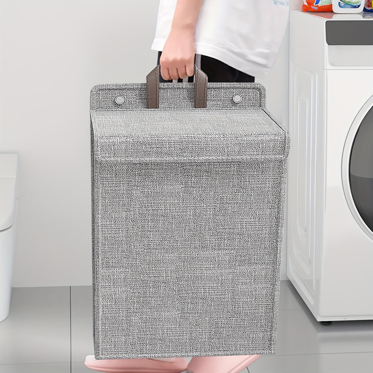 Multifunctional Bohemian Foldable Laundry Basket with Cotton Blend, Wall-Mountable