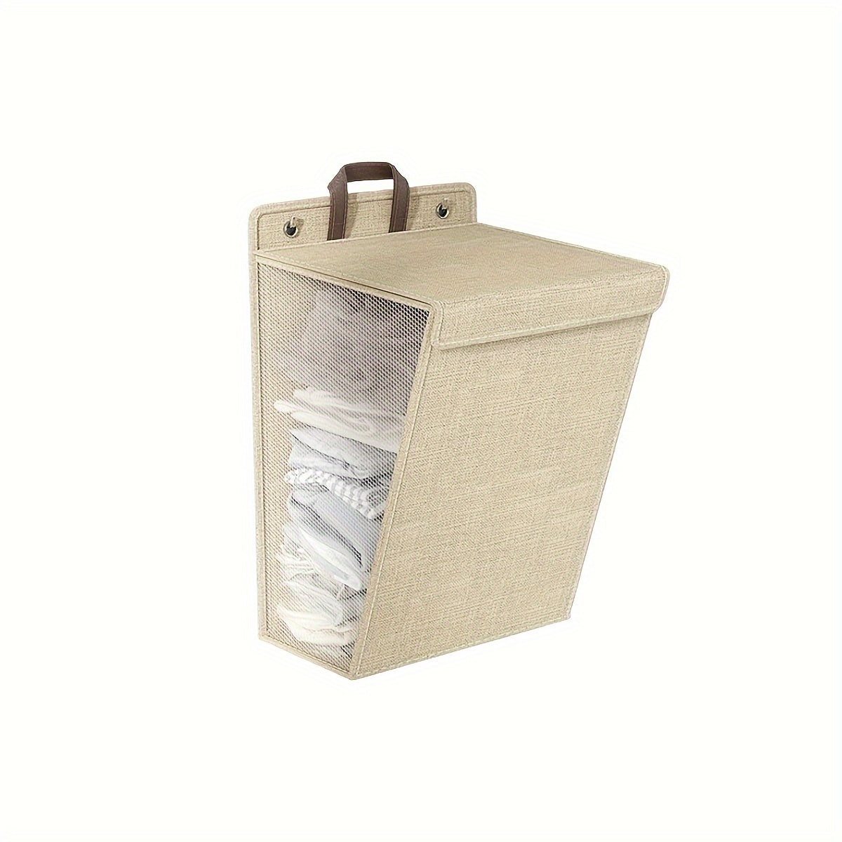 Multifunctional Bohemian Foldable Laundry Basket with Cotton Blend, Wall-Mountable
