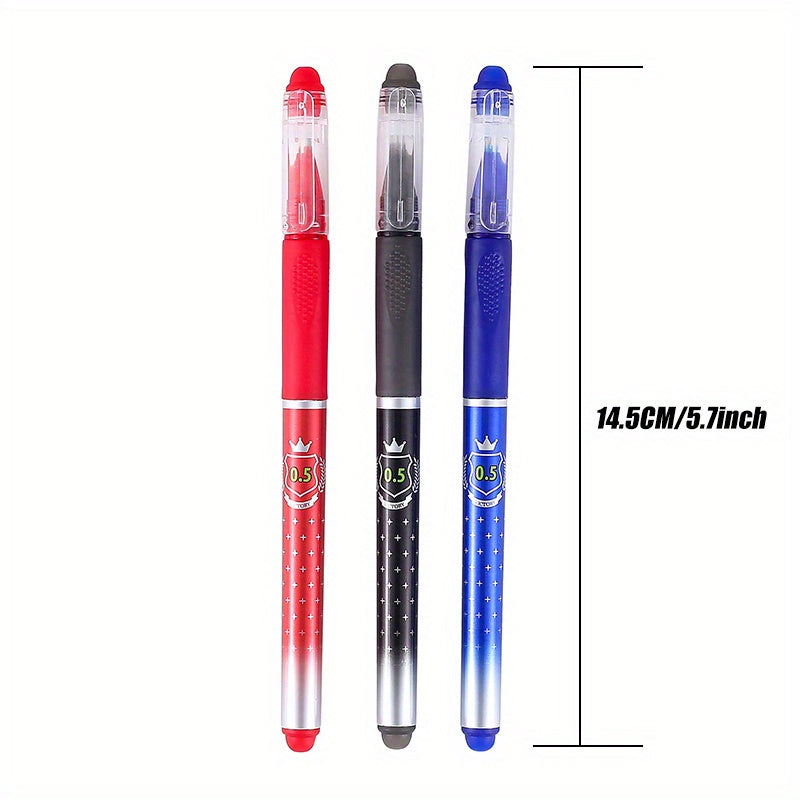 65-Piece Erasable Gel Pen Set with 0.5mm Black Blue Red Refills Office Stationery