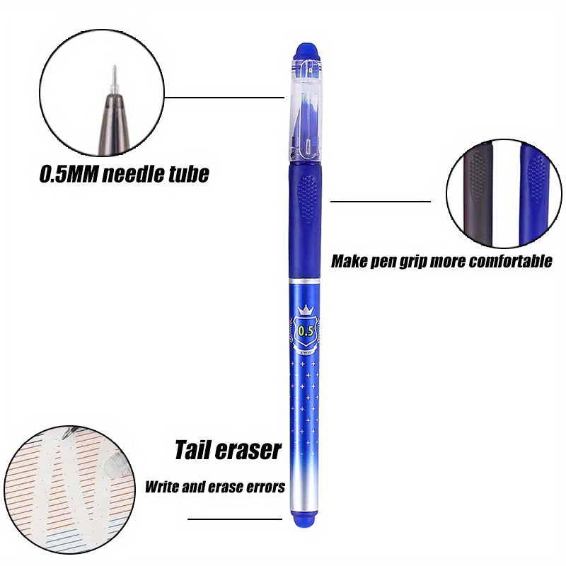 65-Piece Erasable Gel Pen Set with 0.5mm Black Blue Red Refills Office Stationery