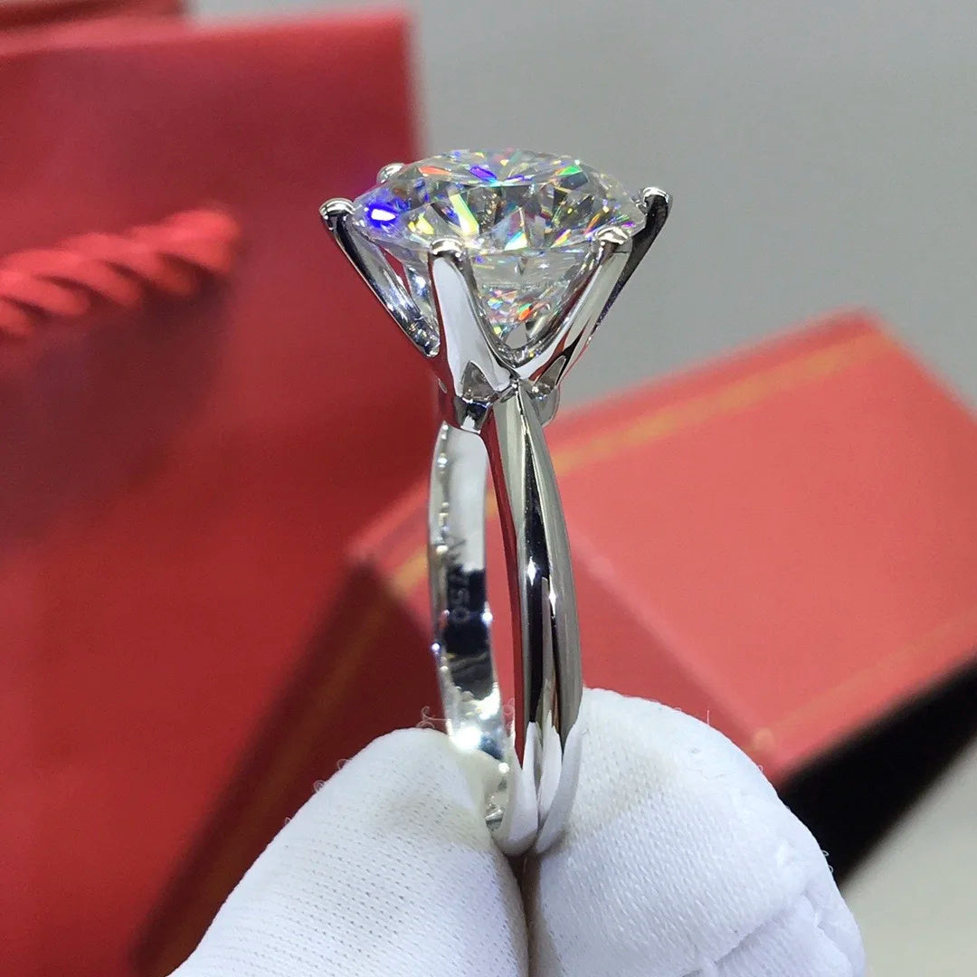10 Carat Moissanite Engagement Ring Sterling Silver Wedding Jewelry for Her