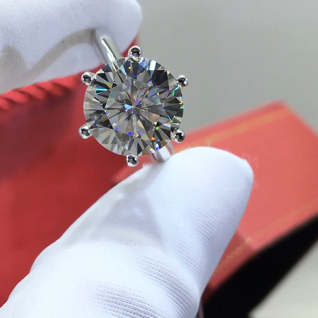 10 Carat Moissanite Engagement Ring Sterling Silver Wedding Jewelry for Her