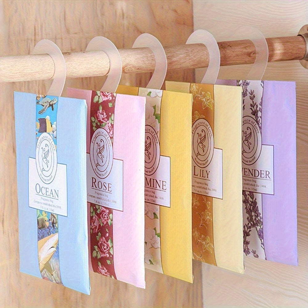 Set of 5 Scented Sachets in Assorted Colors for Wardrobe Closet Freshening