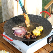 Korean BBQ Grill Pan Non-Stick PFOA-Free Circular Griddle with Heat-Resistant Handle
