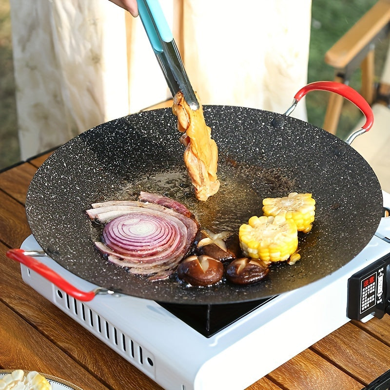Korean BBQ Grill Pan Non-Stick PFOA-Free Circular Griddle with Heat-Resistant Handle