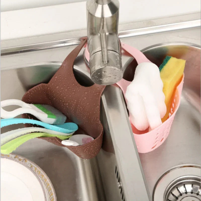 Kitchen Sink Caddy Adjustable Plastic Space-Saving Organizer for Soap and Sponge Storage