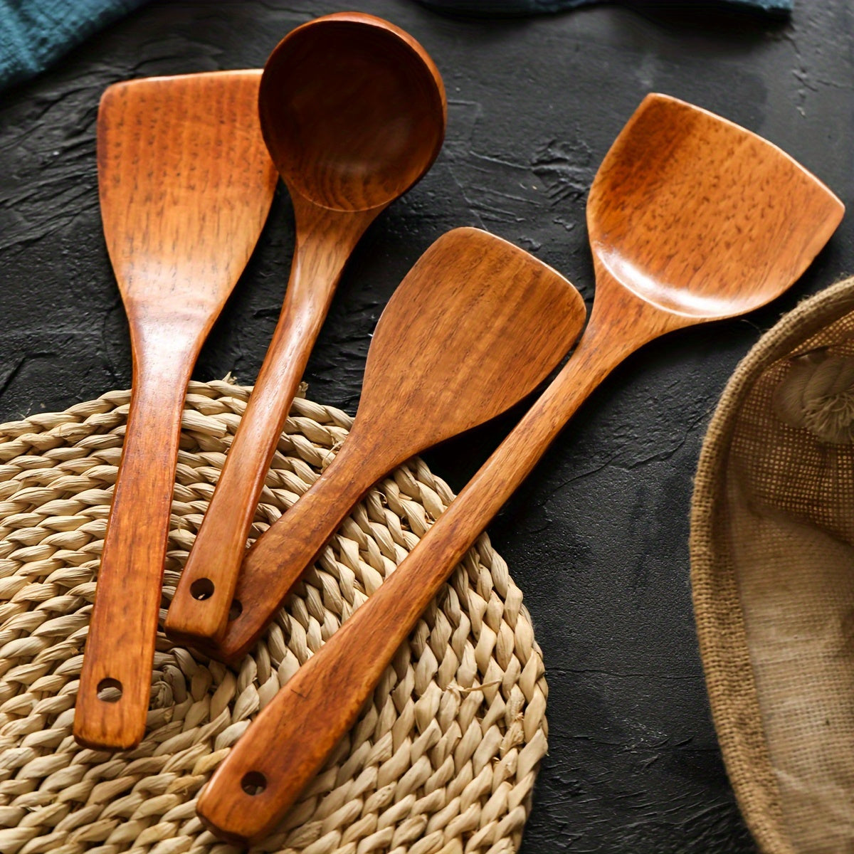 Wooden Soup Spoon and Shovel Set Durable Heat-Resistant Kitchen Utensils