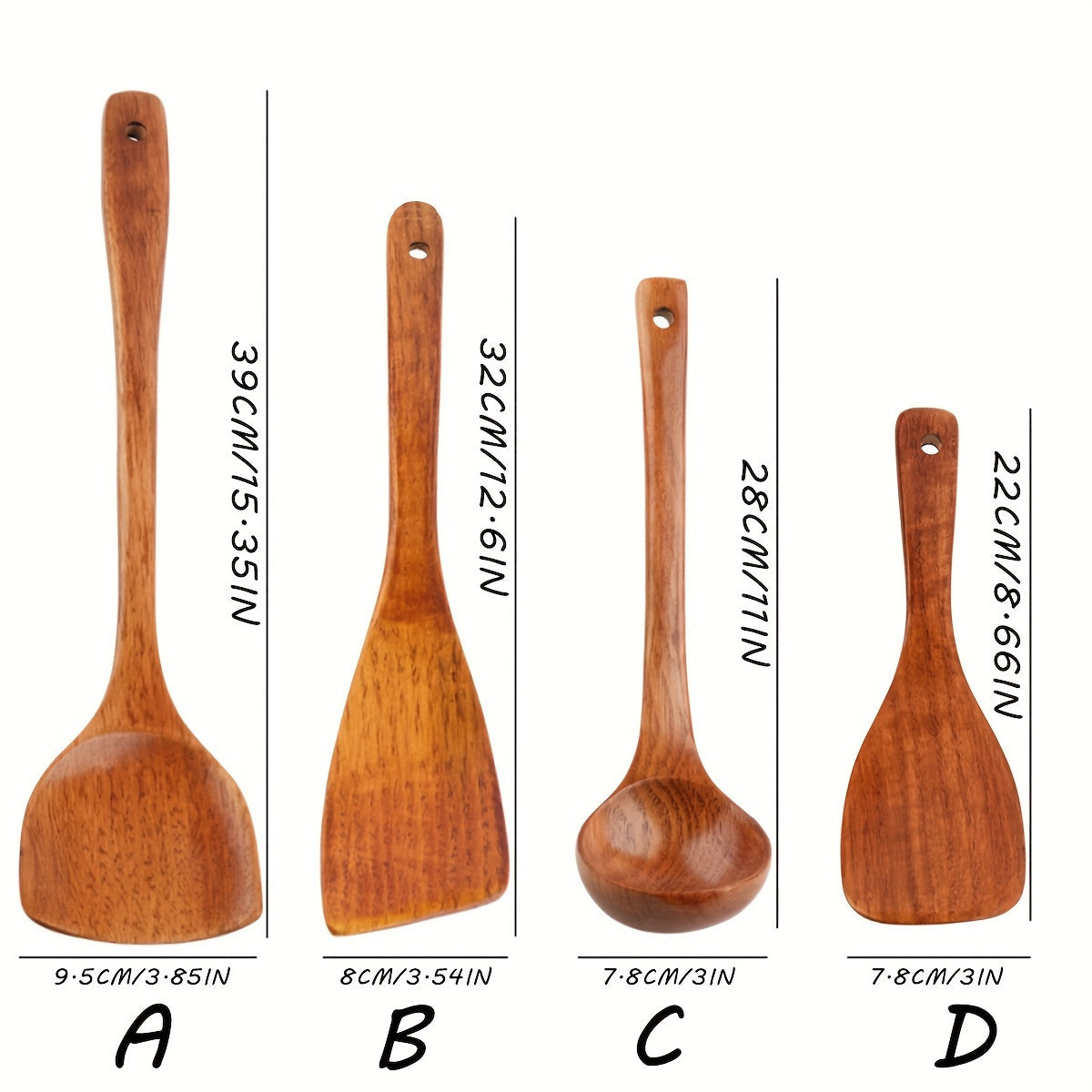 Wooden Soup Spoon and Shovel Set Durable Heat-Resistant Kitchen Utensils
