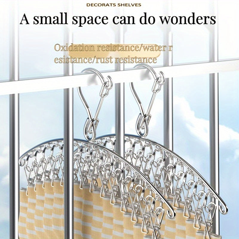Perchero de acero inoxidable con 20 clips para secar calcetines, sujetadores y ropa interior