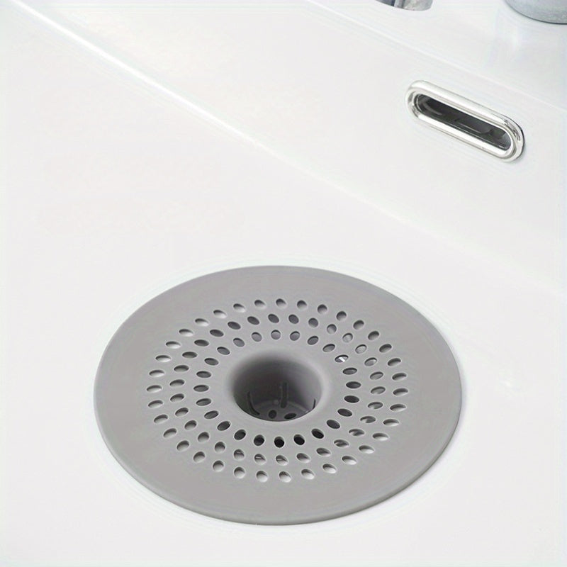 Filtro de desagüe de silicona para fregadero, diseño circular para baño y cocina, negro y blanco