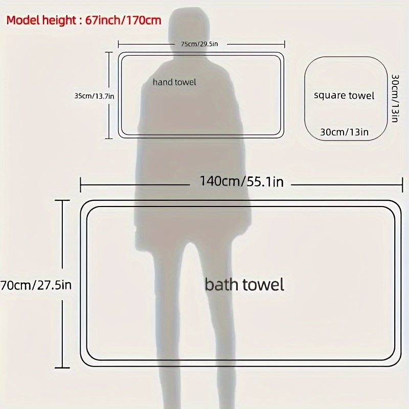 Luxurious Cotton Bath Towel Set with Modern Stripes, Quick-Drying, Absorbent