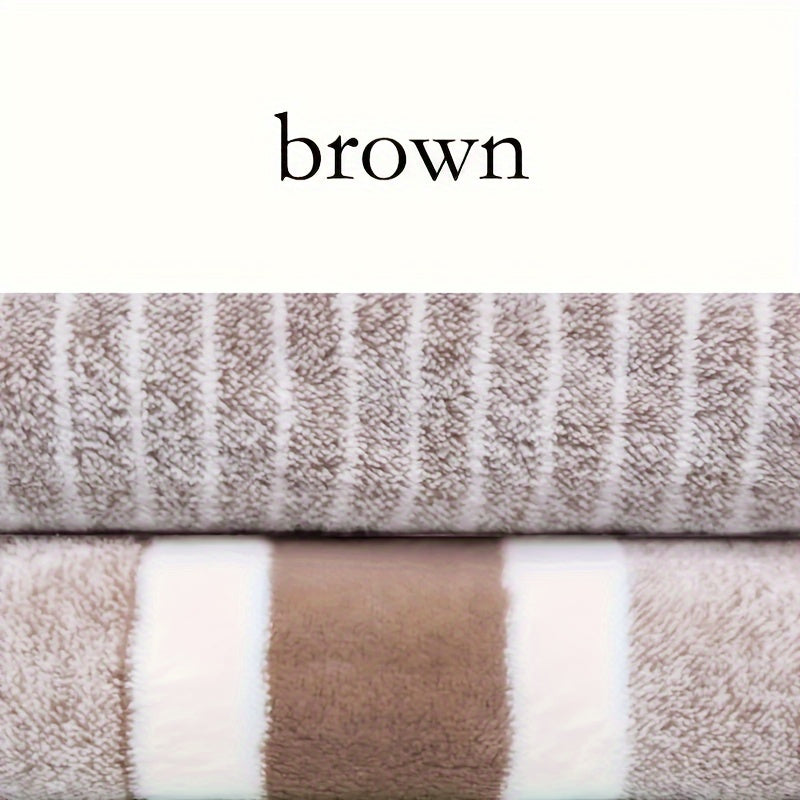 Luxurious Cotton Bath Towel Set with Modern Stripes, Quick-Drying, Absorbent