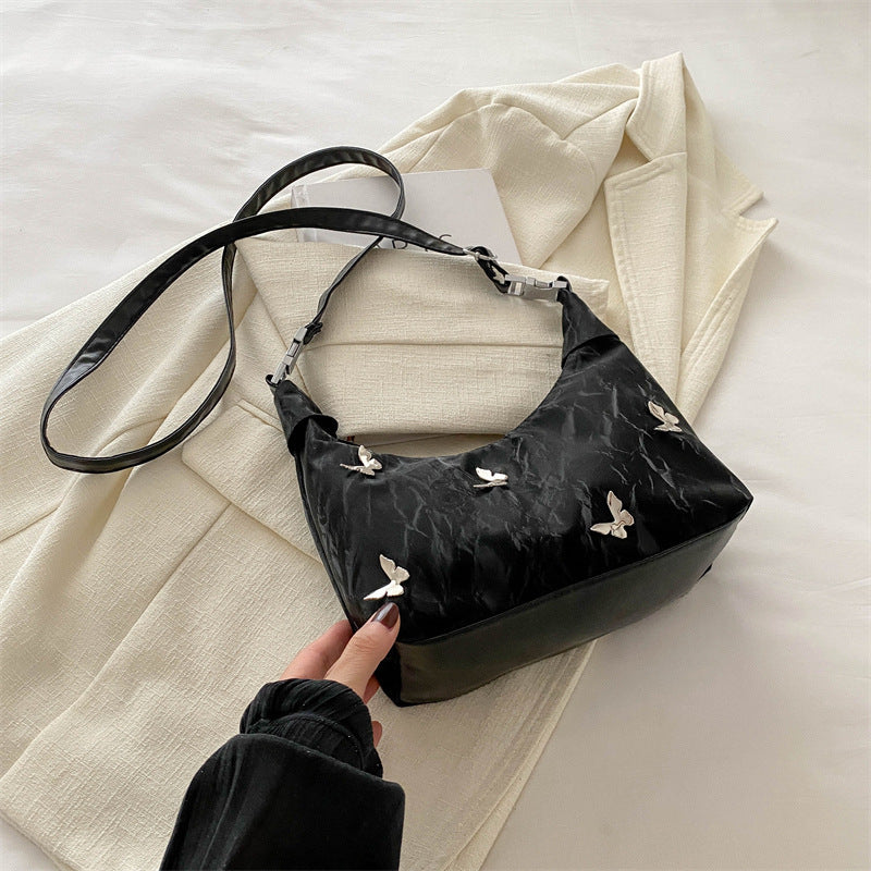 Women's Crossbody Bag with Butterfly Decoration PU Zipper Closure Multiple Colors