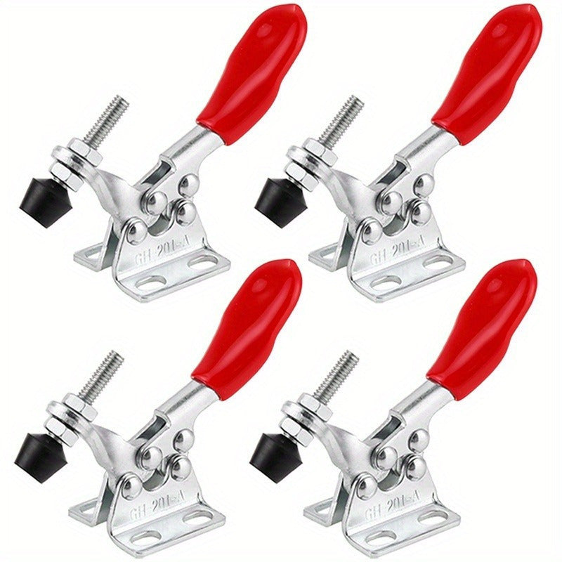4pcs Metal Toggle Clamp Set with Quick Release and Adjustable Rubber Tips