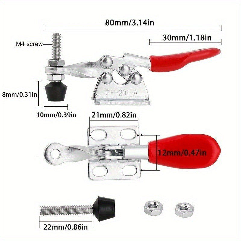 4pcs Metal Toggle Clamp Set with Quick Release and Adjustable Rubber Tips