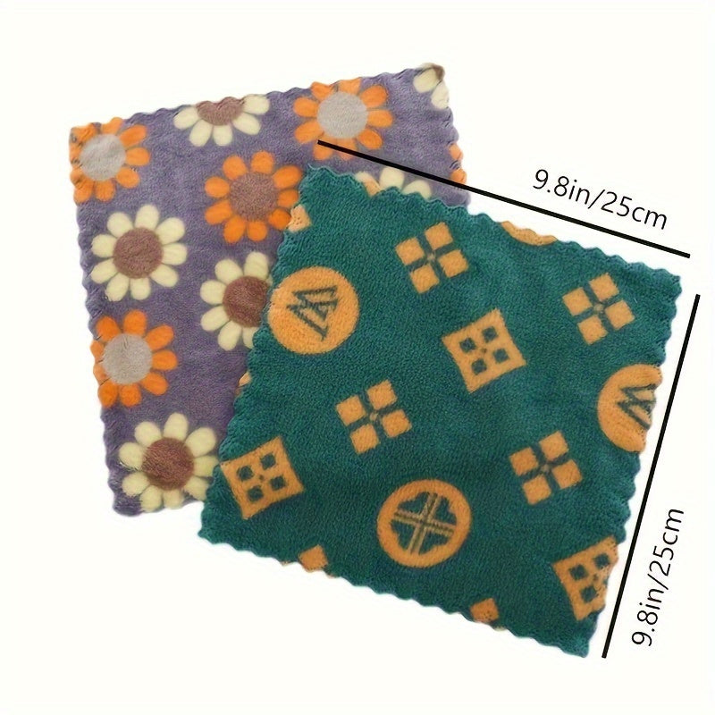 Floral Pattern Soft Coral Fleece Towel 9.8 Sq Ft Absorbent Thick for Bathroom Kitchen