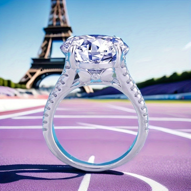 Anillo de compromiso de moissanita de 10 quilates en plata de ley para ella