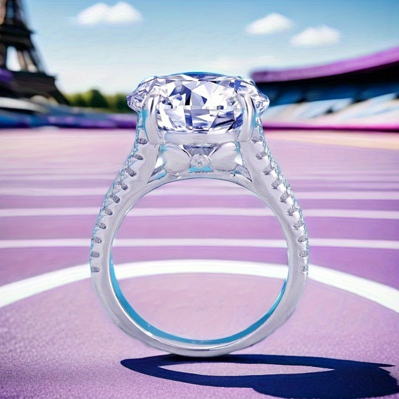 10 Carat Moissanite Engagement Ring Sterling Silver for Her