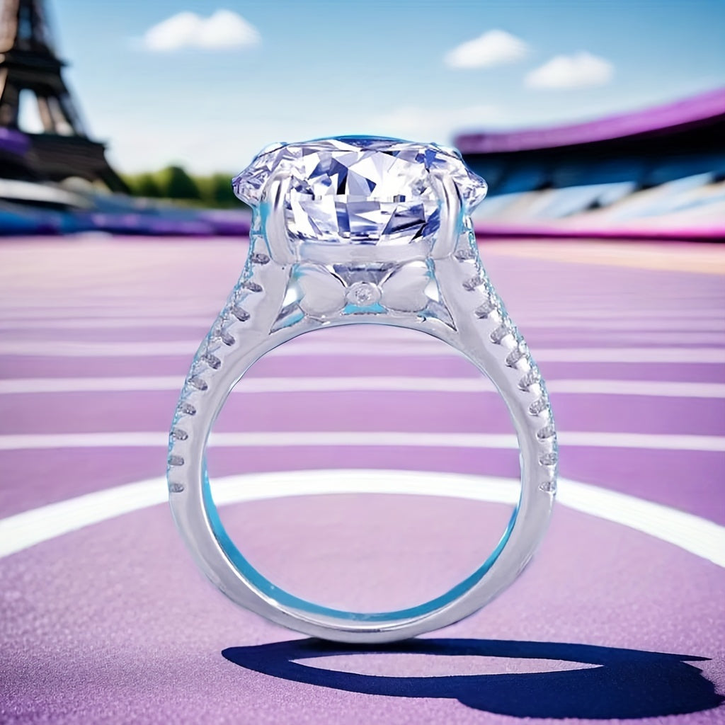 Anillo de compromiso de moissanita de 10 quilates en plata de ley para ella