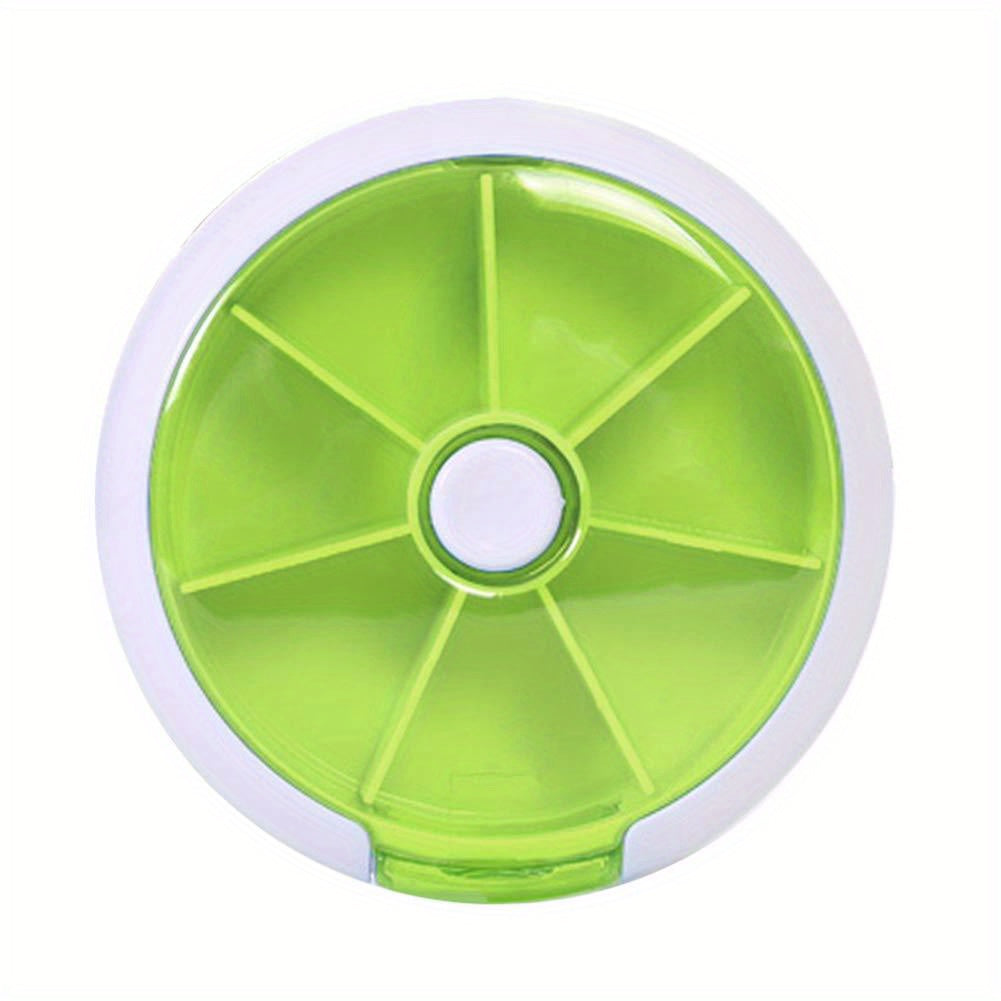 Weekly Pill Organizer with 7 Compartments and Push Button Rotation for Daily Medication