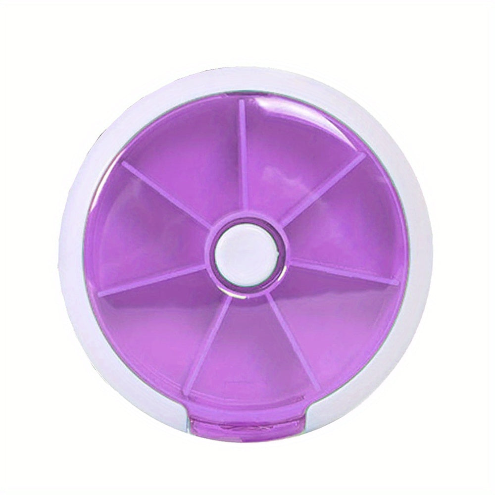 Weekly Pill Organizer with 7 Compartments and Push Button Rotation for Daily Medication