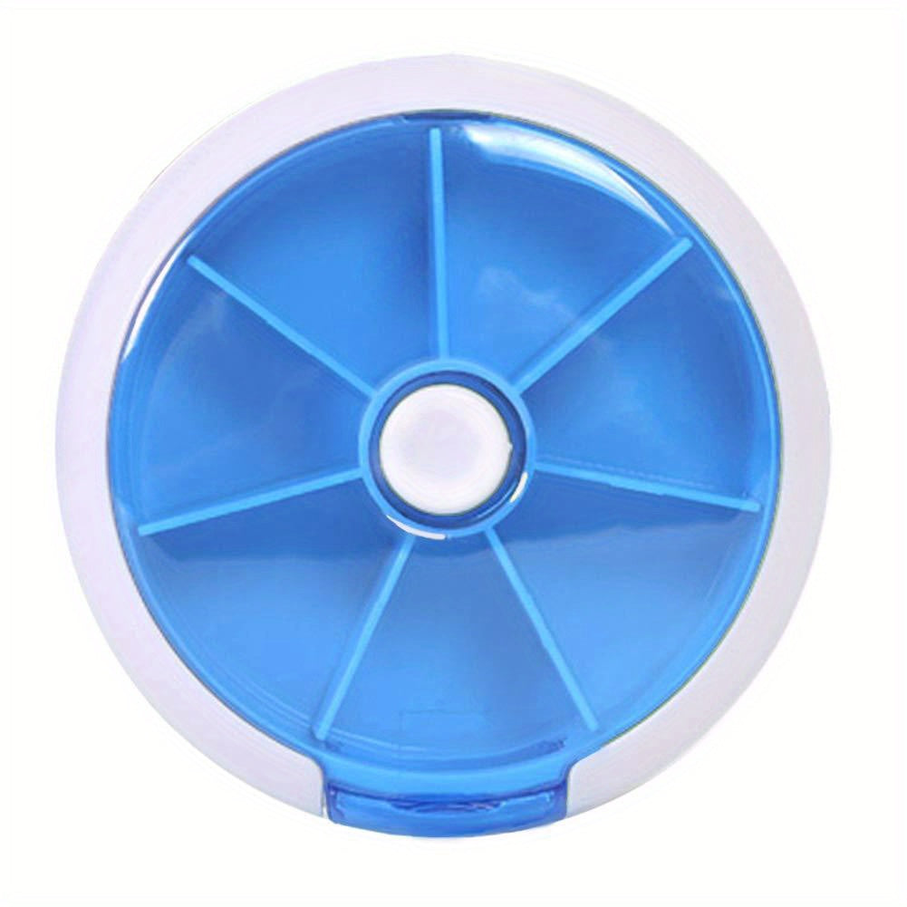 Weekly Pill Organizer with 7 Compartments and Push Button Rotation for Daily Medication