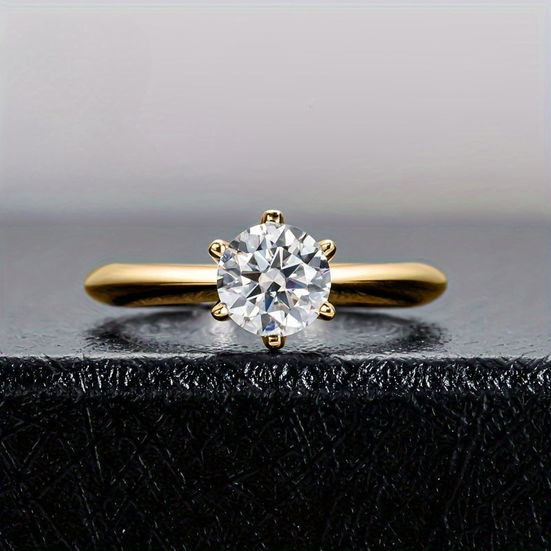 Moissanite Engagement Ring 3 Carat Silver Gold Plated Elegant Jewelry for Women
