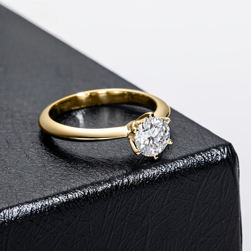 Moissanite Engagement Ring 3 Carat Silver Gold Plated Elegant Jewelry for Women