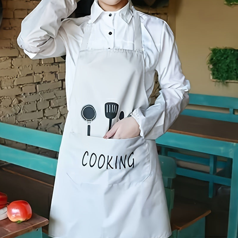 Unisex Waterproof Plastic Apron with Pockets for Kitchen and Restaurant Use
