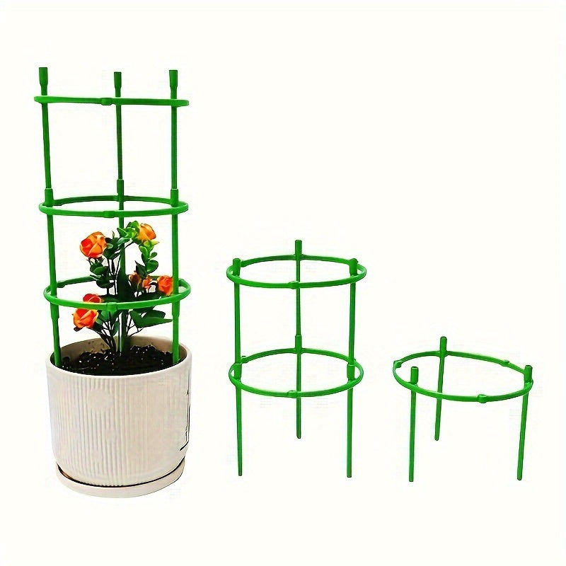 60-Piece Stackable PVC Garden Stakes with Support Rings for Flowers and Climbing Plants
