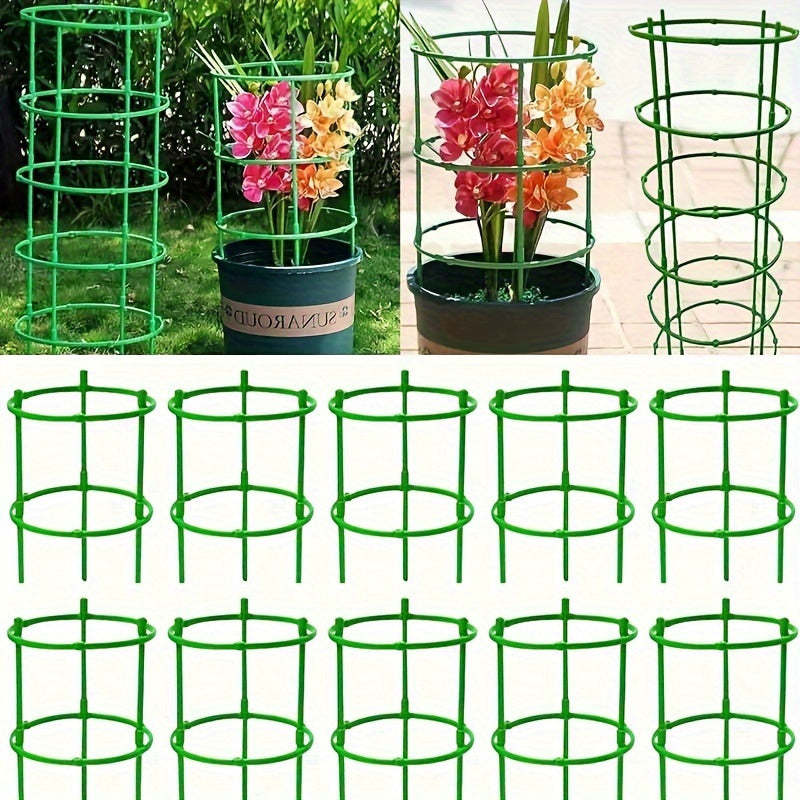 60-Piece Stackable PVC Garden Stakes with Support Rings for Flowers and Climbing Plants