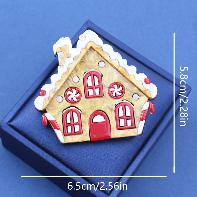 Akrilgingerbread uyi broshyosi, qoramol shakli, bayramki, kuz, qish aksessuari