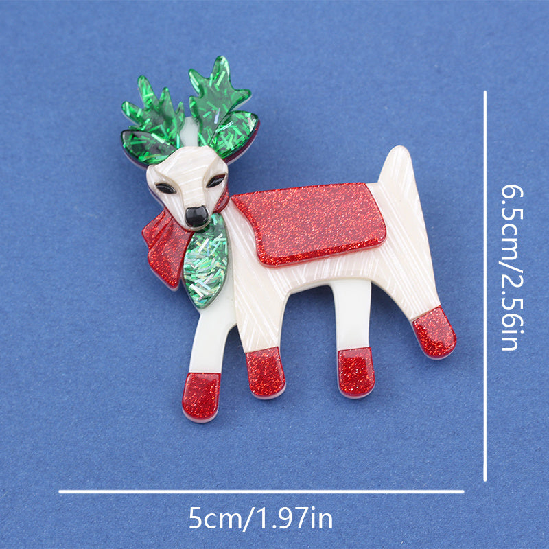 Acrylic Gingerbread House Brooch Reindeer Shape Festive Autumn Winter Accessory