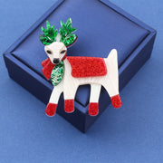 Acrylic Gingerbread House Brooch Reindeer Shape Festive Autumn Winter Accessory