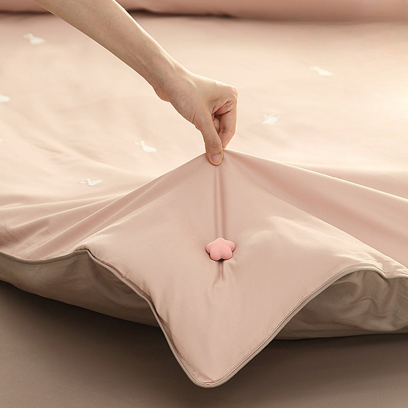 Star and Plum Blossom Duvet Clips, Quilt Corner Grippers, Pink, Spot Clean