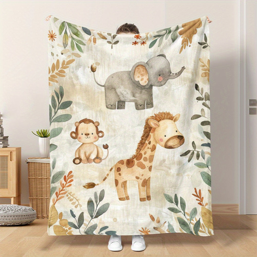 Watercolor Forest Animal Blanket for Kids Soft Cozy Naps Travel Camping