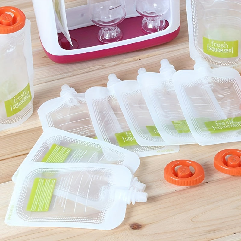 Set of 10 Reusable Food Storage Squeeze Pouches BPA-Free Polycarbonate Resealable Containers
