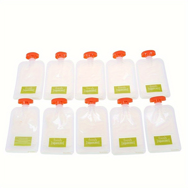 Set of 10 Reusable Food Storage Squeeze Pouches BPA-Free Polycarbonate Resealable Containers