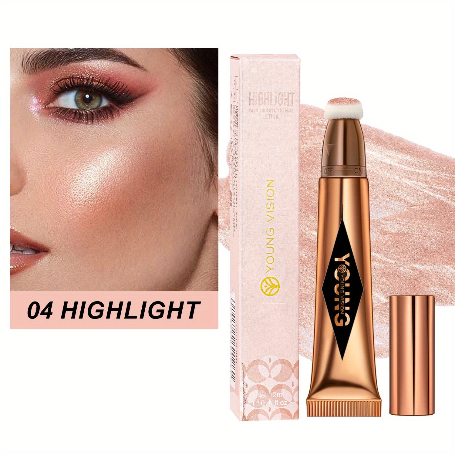 Liquid Highlighter Sticks Set for Face Contouring and Glow, Multi-Shade Waterproof