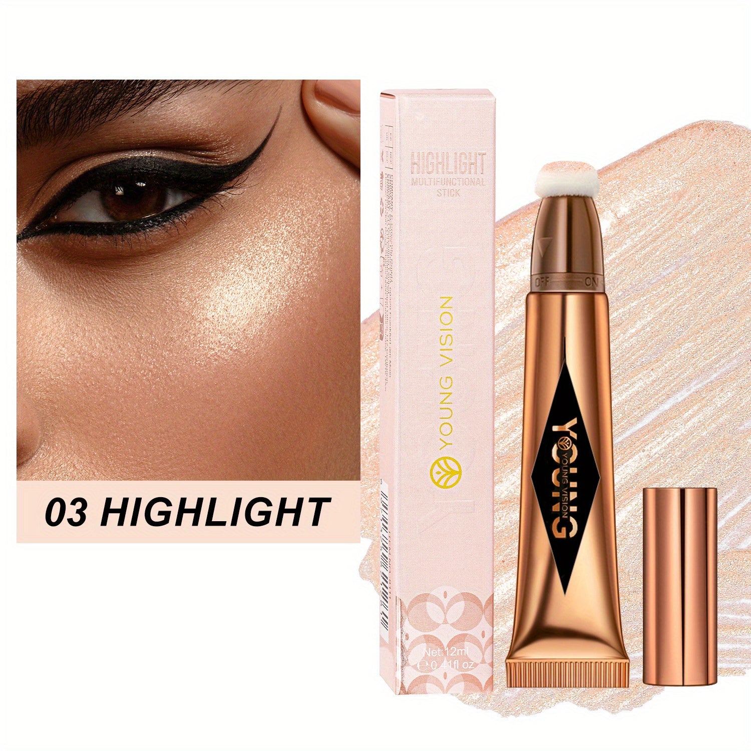 Liquid Highlighter Sticks Set for Face Contouring and Glow, Multi-Shade Waterproof